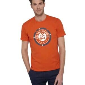 ROLAND GARROS Nestor T-Shirt with Logo Size M Orange Short Sleeve #WM1